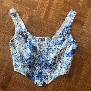 Corset Top Blue Floral PLT